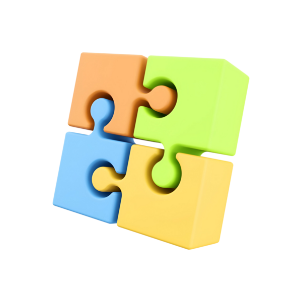 Problem çözme ve yaratıcılığı sembolize eden renkli bir yapboz parçası düzeneği.