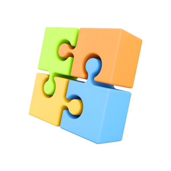 Problem çözme ve yaratıcılığı sembolize eden renkli bir yapboz parçası düzeneği.