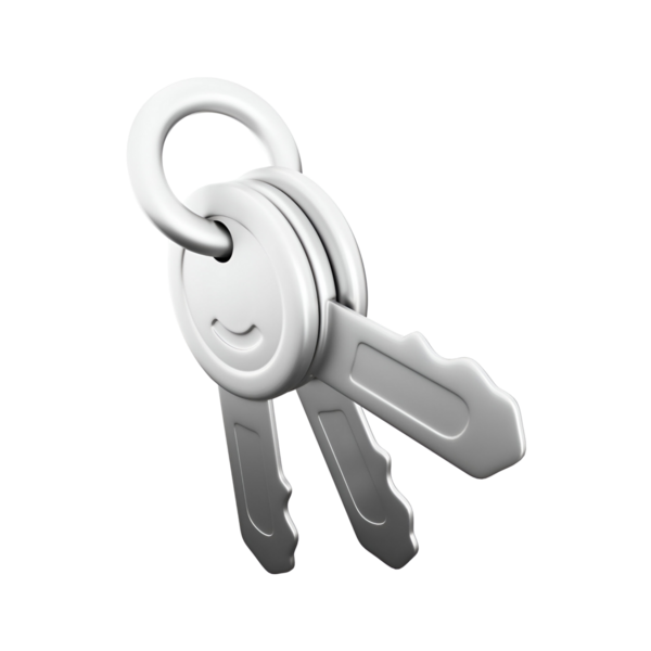 Bir yüzükteki üç gümüş anahtar, genellikle kapıları açmak ya da eşyaları güvence altına almak için kullanılır..