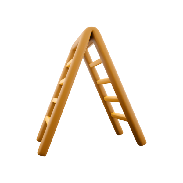 Tırmanmak ya da yüksek yerlere ulaşmak için tasarlanmış basit, stilize bir merdiven..