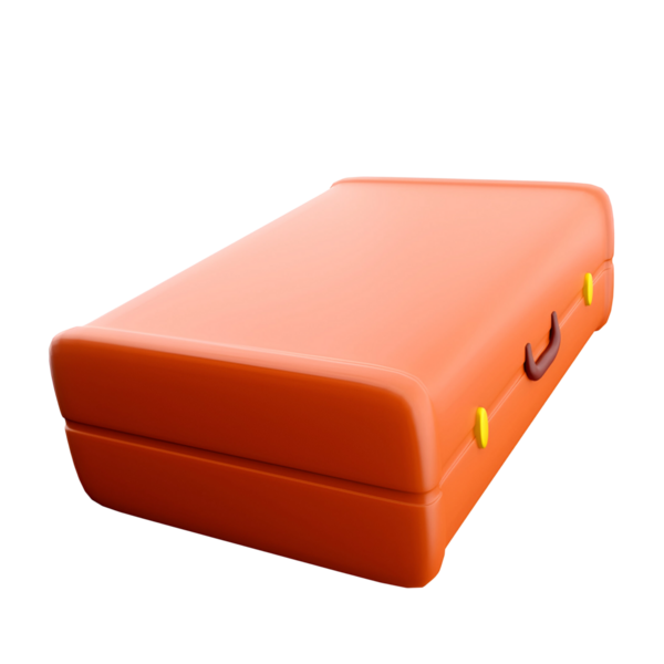 Seyahat ve depolama için tasarlanmış saplı parlak turuncu bir bavul..