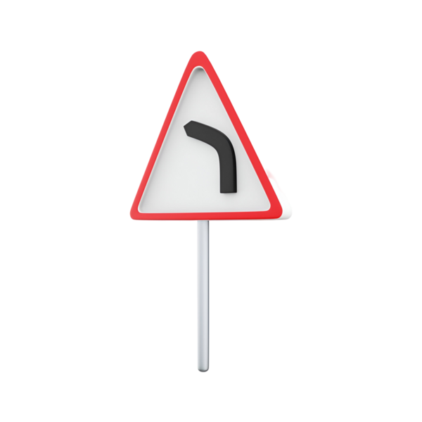 İleride sola dönüş olduğunu belirten bir trafik işareti, sürücüleri virajda güvenli bir şekilde gezinmeleri için uyarmak üzere tasarlanmış..