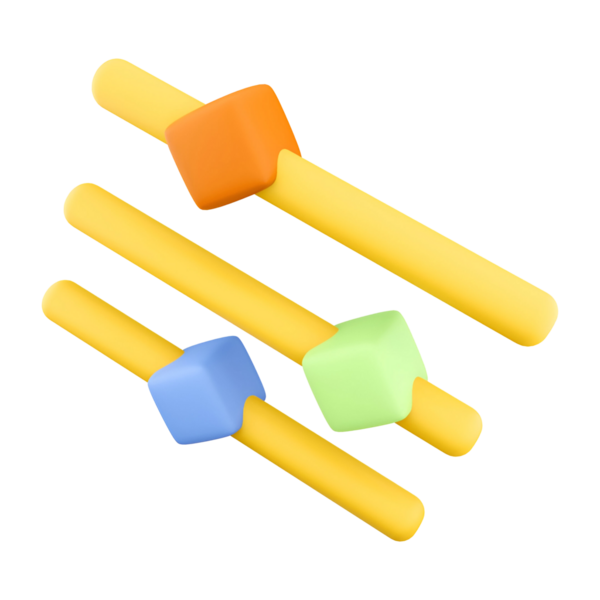 Geometrik şekilli renkli çubuklar, çocukların oyun ve öğrenme aktiviteleri için tasarlanmış..