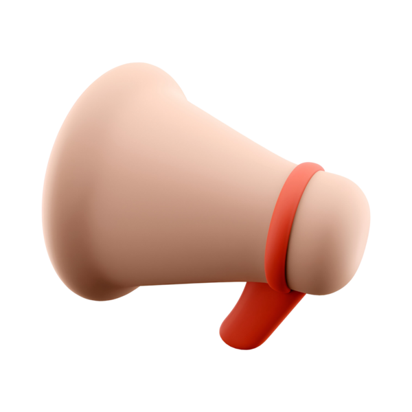 Tarz sahibi, üç boyutlu bir megafon, iletişimi ve duyuruları simgeliyor..