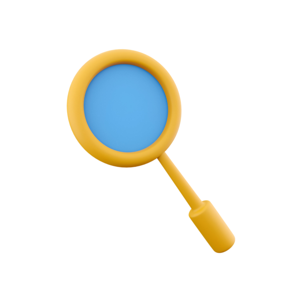 Küçük detayları incelemek için kullanılan mavi mercekli ve sarı saplı basit bir büyüteç..