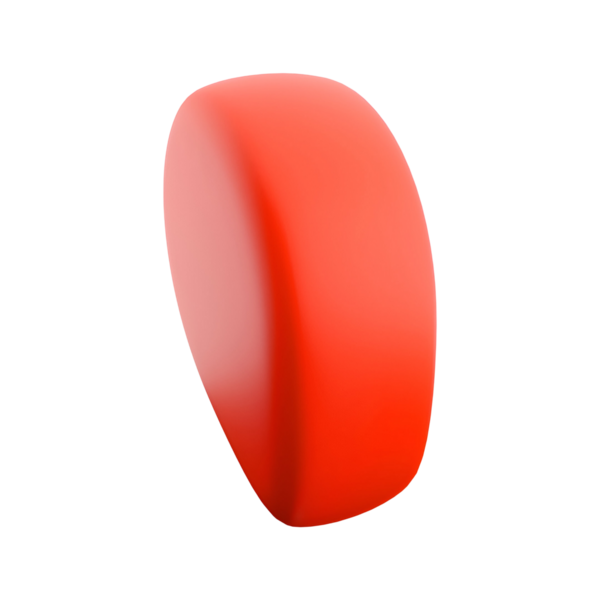 Şekillendirilmiş silgiye ya da dekoratif bir nesneye benzeyen pürüzsüz, yuvarlak kırmızı bir nesne.