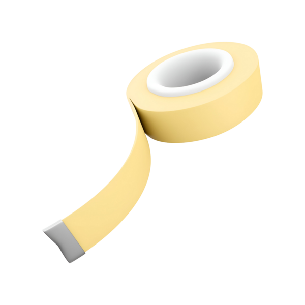 Bir rulo sarı yapışkan bant. Genellikle eşyaları yapıştırmak ya da mühürlemek için kullanılır..