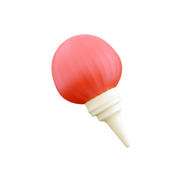 Sivri uçlu pembe bir sıkma şişe. Genellikle sos veya sos dağıtmak için kullanılır..