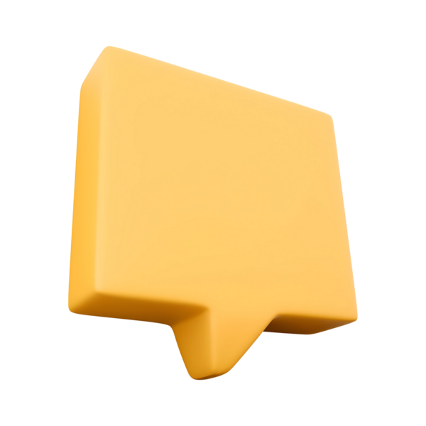 İletişim ya da diyalogu temsil eden basit, biçimlendirilmiş bir sarı konuşma balonu simgesi.