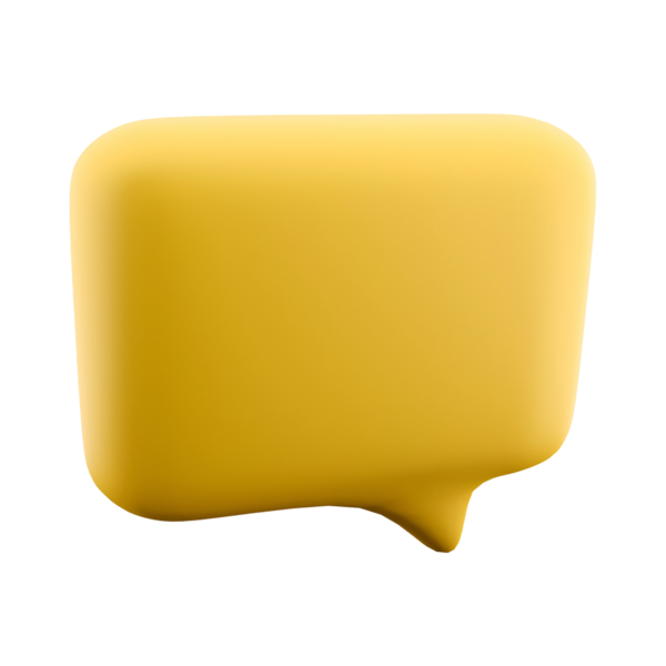 İletişim ve diyaloğu sembolize eden biçimlendirilmiş sarı konuşma balonu.