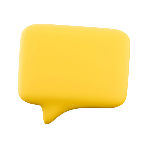 Canlı bir sarı konuşma balonu ikonu, modern bir tasarımda iletişimi ve diyaloğu simgeliyor..