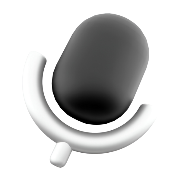 Dijital uygulamalarda ses kaydını veya ses komutlarını temsil etmek için kullanılan biçimlendirilmiş bir mikrofon simgesi.