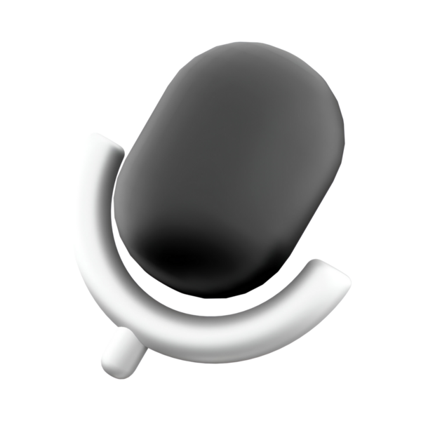 Dijital uygulamalarda ses kaydını veya ses giriş özelliklerini temsil etmek için kullanılan biçimlendirilmiş bir mikrofon simgesi.