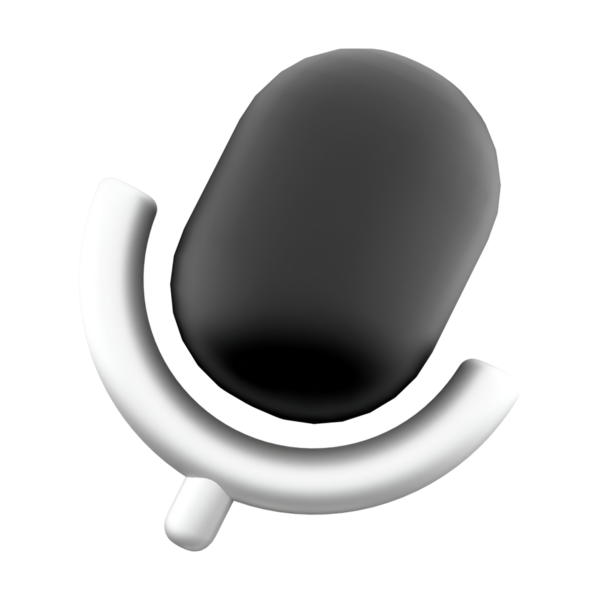 Ses kaydı veya ses girdisi için tasarlanmış biçimlendirilmiş bir mikrofon simgesi.