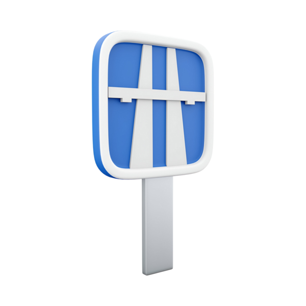 Otoyol ya da otoyolun varlığını gösteren, üzerinde otoyol sembolü bulunan mavi bir yol tabelası..