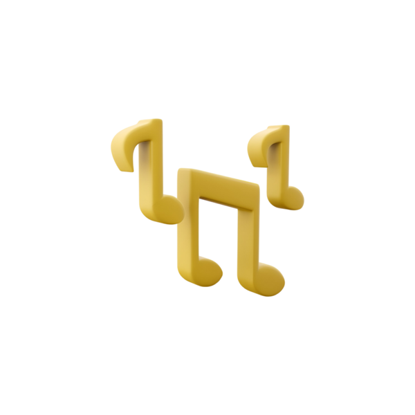 Müzik temaları ve yaratıcılığı temsil eden stilize edilmiş bir altın müzik notası..