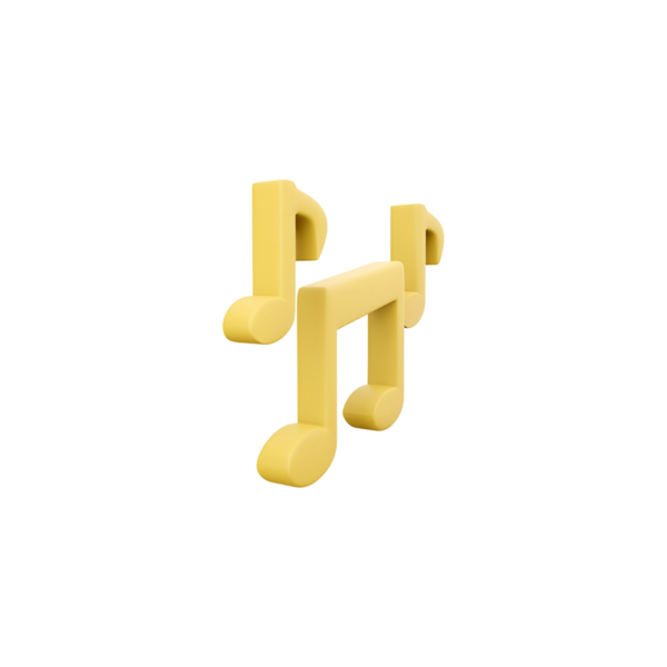 Müzikal notaları köpek şeklinde birleştiren neşeli bir grafik tasviri, müzik ve evcil hayvanların neşesini sembolize ediyor..