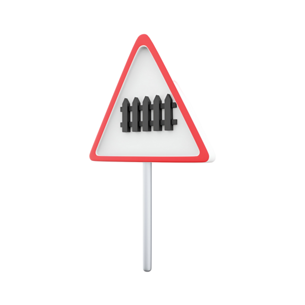 Çitin varlığını gösteren üçgen bir uyarı işareti..