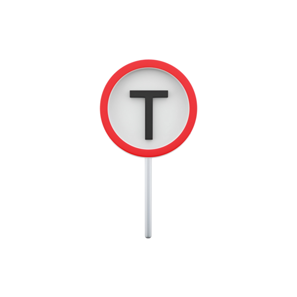 Kırmızı kenarı olan dairesel bir trafik işareti ve ortasında siyah bir 