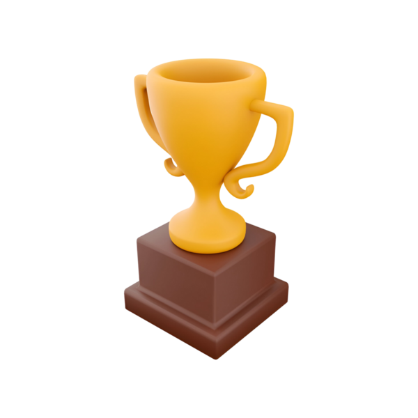 Kahverengi bir kaidede altın bir kupa, başarıyı ve zaferi simgeliyor..
