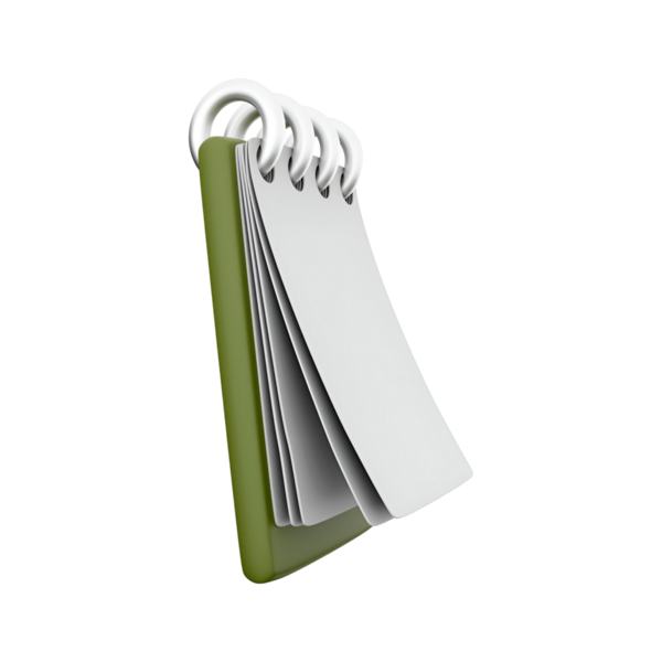 Birbirine bağlanmış birkaç boş sayfası olan bir not defteri, not veya çizimler için ideal.