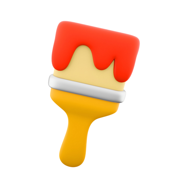 Ucundan kırmızı boya damlayan renkli bir boya fırçası yaratıcılığı ve sanatsal ifadeyi simgeliyor..