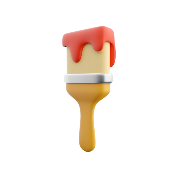 Yaratıcılığı ve sanatsal ifadeyi sembolize eden kırmızı boya damlayan bir boya fırçası..