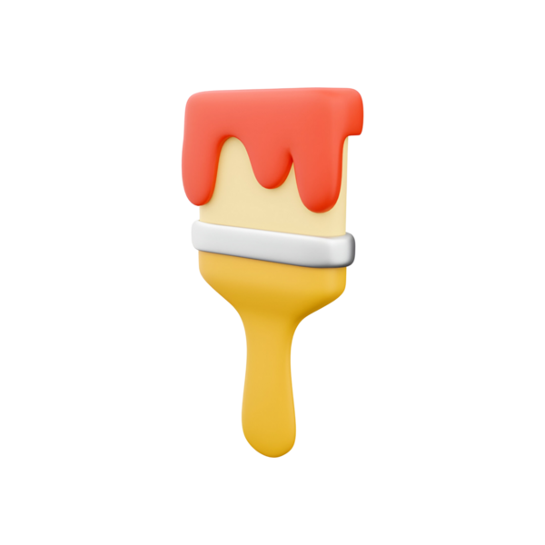 Sanatsal ya da DIY projelerinde kullanılan kırmızı boyalı renkli bir fırça..