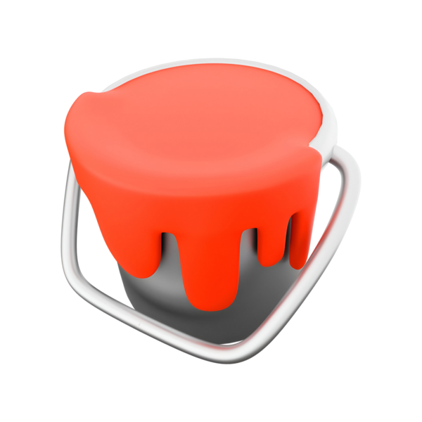 Kapağından turuncu boya damlayan bir boya kovası. Resim veya sanatsal amaçlar için kullanıldığını gösteriyor..