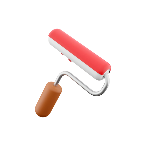 Yüzeylere boya sürmek için kullanılan kırmızı saplı bir boya silindiri..