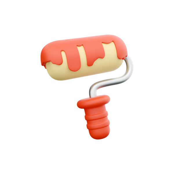 Renkli boya silindiri damlayan boya, resim projelerinde ev gelişimini ve yaratıcılığı simgeliyor..