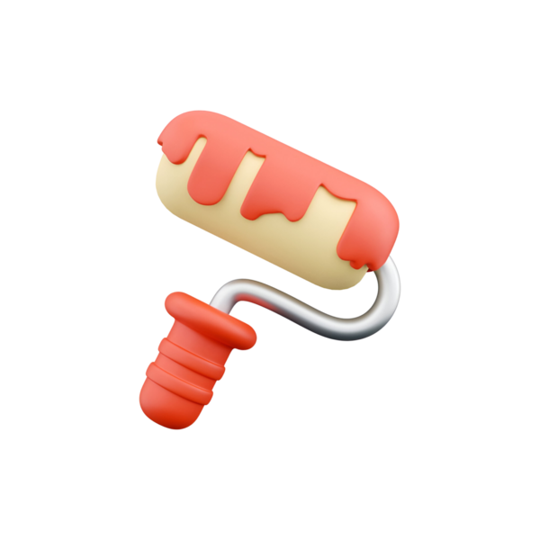 Damlayan boyalı bir boya silindirinin grafiksel bir çizimi, resim veya yenileme görevlerini sembolize eder..