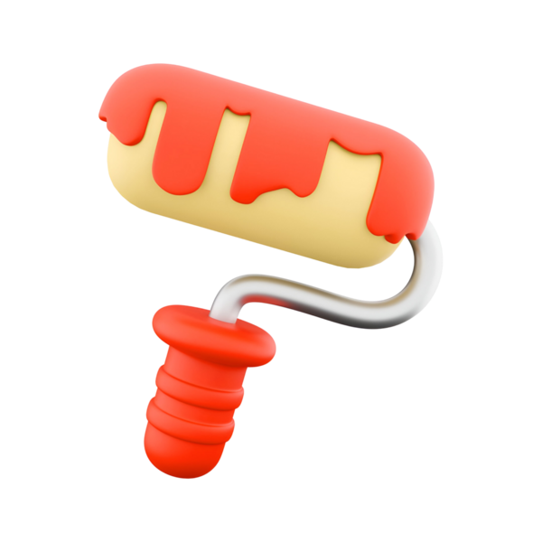 Renkli boya silindiri damlayan boya yaratıcılığı ve ev gelişimini sembolize ediyor..