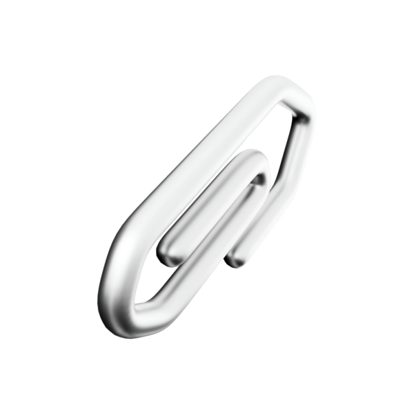 Kağıt parçalarını bir arada tutmak için tasarlanmış gümüş bir ataç..