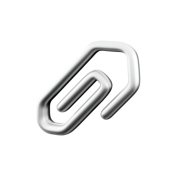 Basit, metalik bir ataç simgesi, genellikle dijital iletişimde bağlanmayı veya organizasyonu temsil etmek için kullanılır..