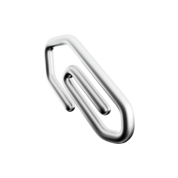 Kağıt parçalarını bir arada tutmak için tasarlanmış gümüş bir ataç..