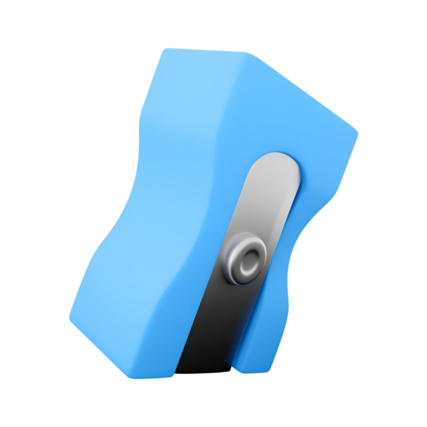 Parlak bir tasarımı olan mavi bir silgi, genellikle kağıt üzerindeki kalem izlerini düzeltmek için kullanılır..