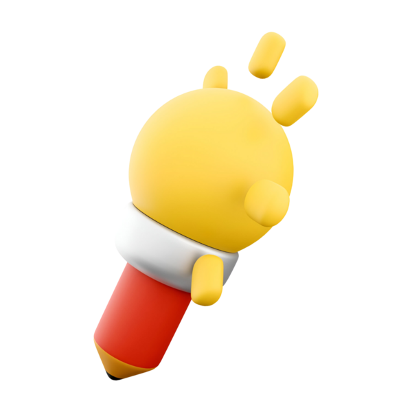 Yuvarlak kafalı, küçük bacaklı, kırmızı bir nesne tutan neşeli ve kaprisli bir titreşim uyandıran oyuncu bir sarı karakter..