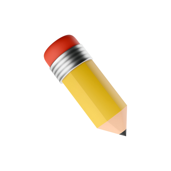 Kırmızı silgisi olan sarı bir kalem, genelde yazı ve çizim için kullanılır..