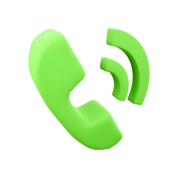 Ses dalgaları ve iletişimi sembolize eden yeşil bir telefon simgesi.
