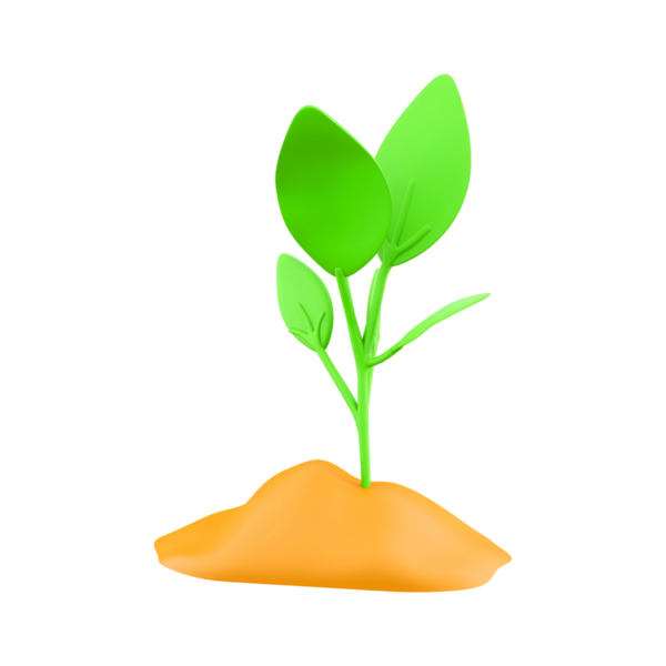 Toprak yığınından çıkan yaprakları büyümeyi ve doğayı simgeleyen küçük yeşil bir bitki..