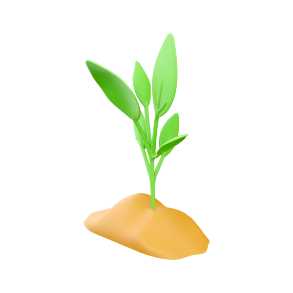 Toprak yığınından filizlenen küçük yeşil bir bitki büyümeyi ve doğayı simgeliyor..