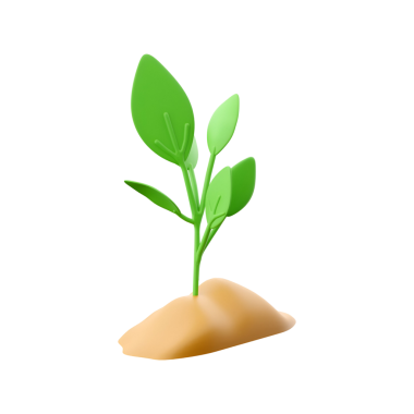 Kahverengi topraktan çıkan yaprakları büyümeyi ve doğayı simgeleyen küçük yeşil bir bitki..