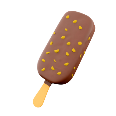 Çikolata kaplı bir dondurma çubuğa sarı serpiştirilmiş, ferahlatıcı bir ikram için mükemmel..