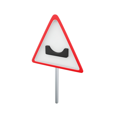 Beyaz arka planı ve siyah sembolü olan üçgen bir yol işareti, sürücüler için bir uyarı işareti..
