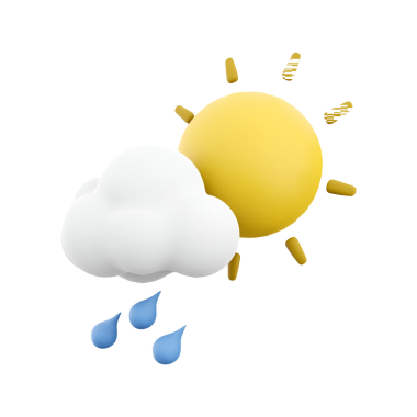 Güneş ve yağmurlu parçalı bulutlu havanın grafiksel bir temsili.