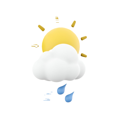 Yağmur damlalı güneşli bir bulut, hava koşullarının karışımını temsil ediyor..