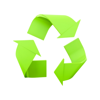 Sürdürülebilirliği ve çevresel farkındalığı temsil eden yeşil bir geri dönüşüm sembolü.