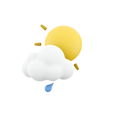 Yağmurlu bir bulut tarafından kısmen gizlenmiş güneşi tasvir eden, karışık hava koşullarını temsil eden biçimlendirilmiş bir çizim..