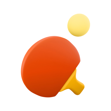 Masa tenisi sporunu temsil eden canlı bir masa tenisi raketi ve topu..